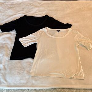 Talbots Scoop Neck Tee Pair in Black & Ivory